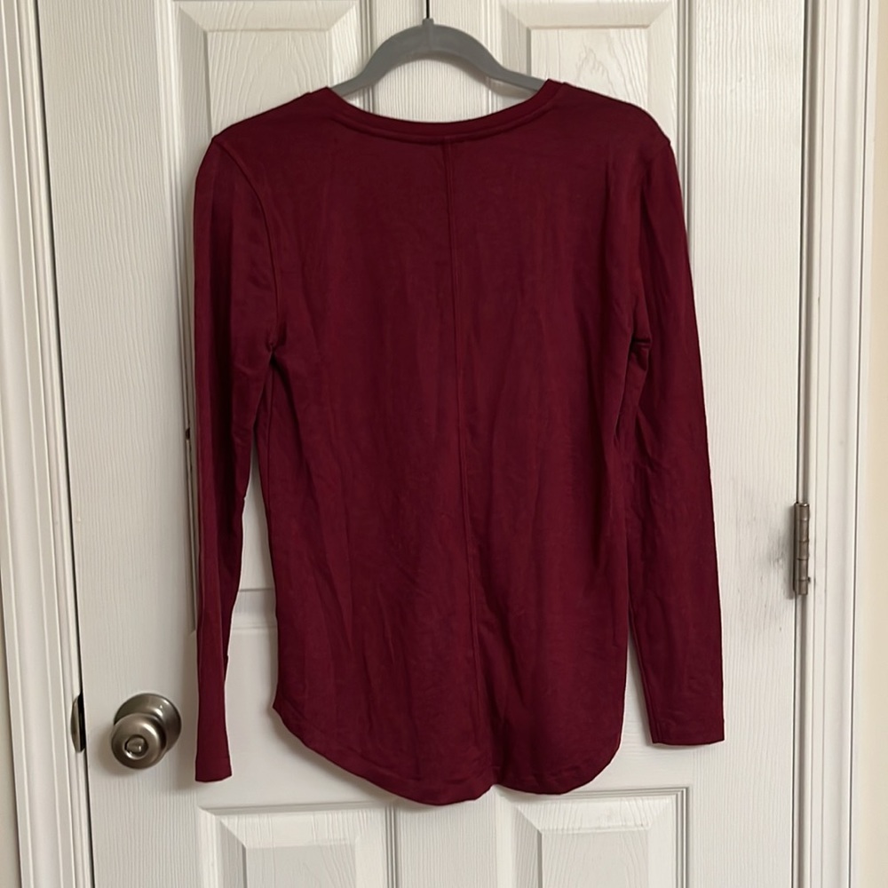 J. Crew Red Long Sleeve Crew Neck T-shirt Curved Bottom Hem Modal-blend Size XS - Picture 2 of 7